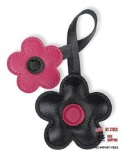 Floral Bag Charms PU Leather Keychain for Women Cute Flower Black Rose Red