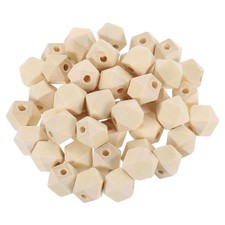 200 Pcs Geometric Wood Beads, 14mm/0.55inch Natural Color Loose Spacer Beads