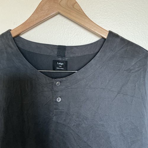 Top loungewear in seta Lahgo taglia grande uomo comodo per dormire - Foto 4 di 5