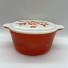 VTG Pyrex Red Friendship Birds  1 1/2 Qt 474   B VTG Casserole Dish w/ Lid  READ