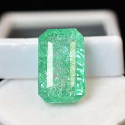 Natürlicher grüner Smaragd zertifiziert 24,25 ct Smaragdschliff lose Edelstei...