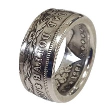 Silver Dollar Coin Ring Size 7-13 Handmade Crafted Rare Silver Morgan Men Rings