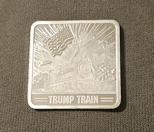 Trump 1 Oz .999 Fine Silver Square 2024 Trump Train Silver Bar Coin MAGA 47