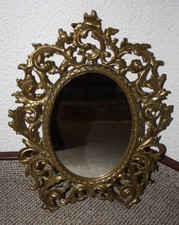 Spiegel in aufwendig verarbeiteten massivem Messingrahmen, schwer