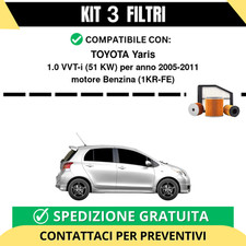 Kit 3 Filtri Tagliando per TOYOTA Yaris 1.0 VVT-i 51 kw Benzina 2005-2011