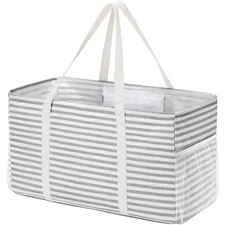 Extra Large Foldable Tote Bag with Metal Wire Frame Reusable Standing Grocery