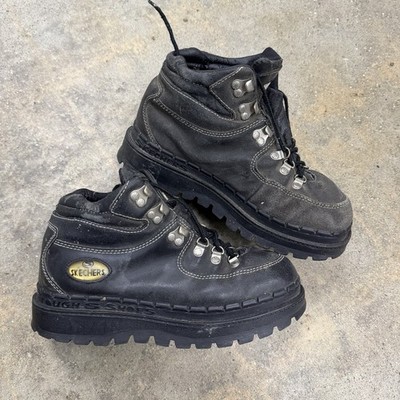 Y2K Skechers Jammers Chunky Platform Lug Black Boots Womens 9.5 *HEAVY DISTRESS*