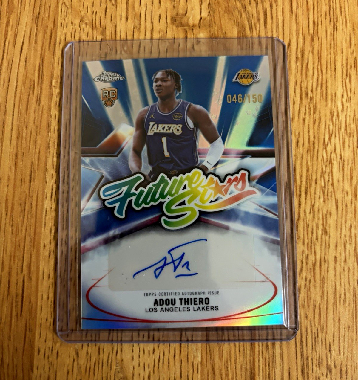 2025-26 Topps Chrome Update Adou Thiero Future Stars Blue Auto /150 RC Lakers