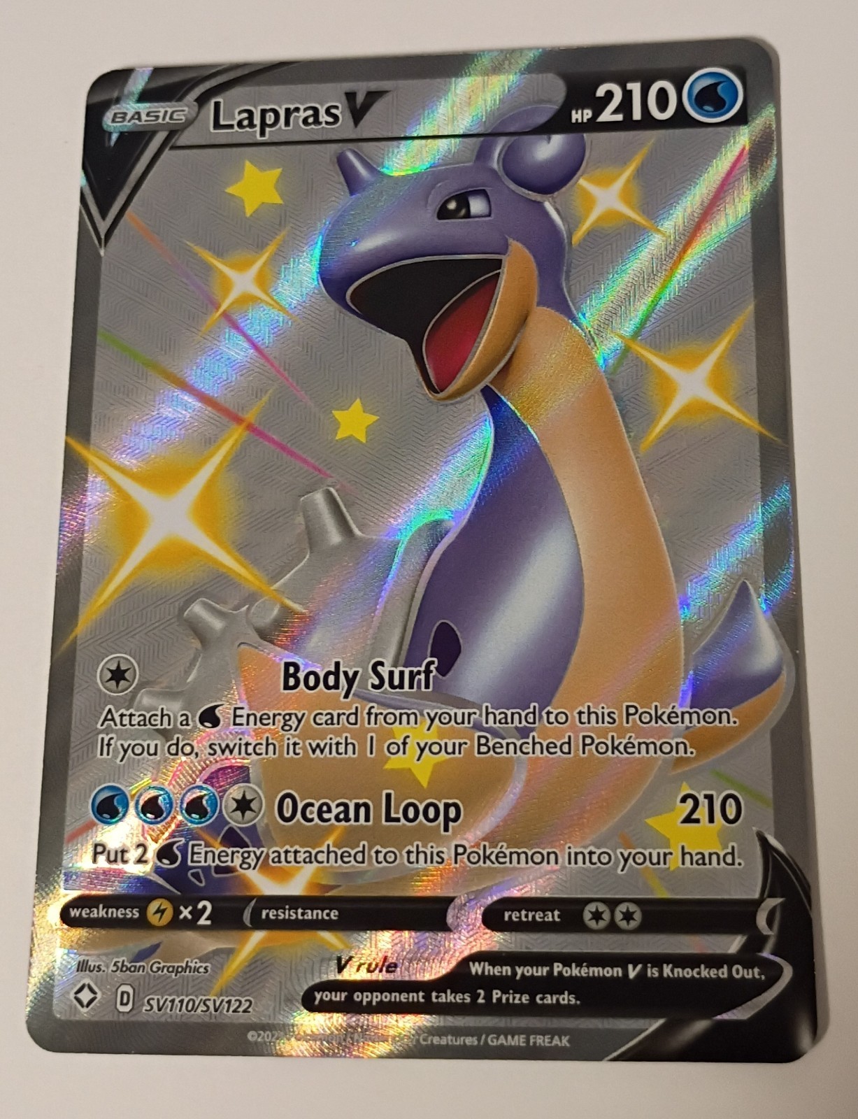 Pokemon TCG Lapras V Shining Fates Shiny Vault SV110/SV122 ENG Holo 210