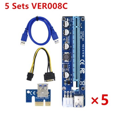 5Pcs 60Cm 008C Pci-E Riser Card Pcie 1X To 16X Usb 3.0 Data Cable Graphics Mini