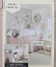 Rachel Zoe Twin XL Bed Skirt Lofted Bedroom Dorm Bed Pink Soft Princess Bedding