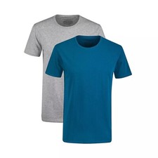 Men's Hanes Originals Ultimate Stretch-Cotton 2-Pack Tees Gray/Blue Size 2XL NEW