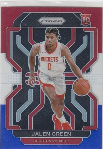 JALEN GREEN 2021-22 PANINI PRIZM ROOKIE RC RED WHITE BLUE PRIZM #306 ROCKETS