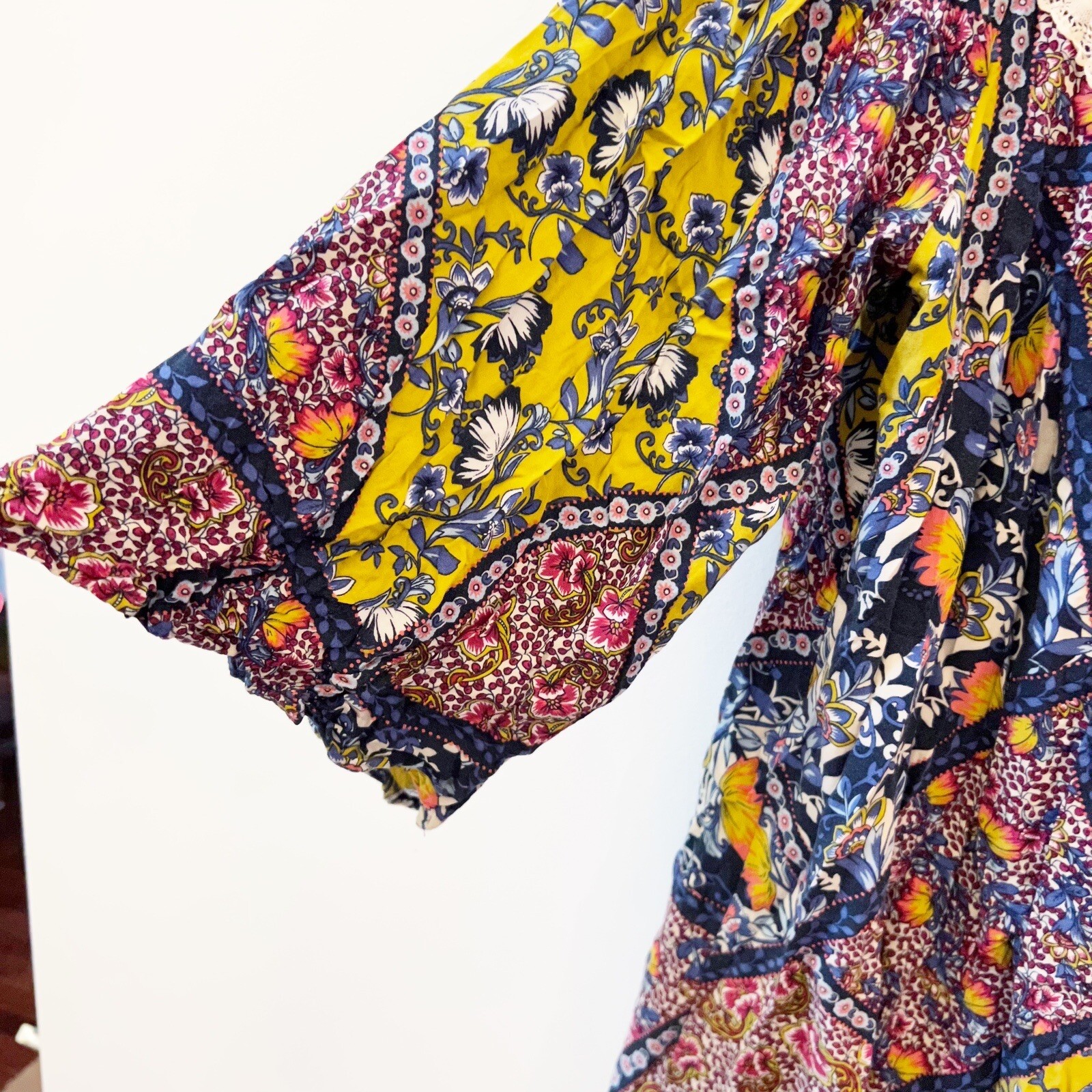 Entro Blouse Womens Patchwork Peasant Boho Top Tu… - image 4