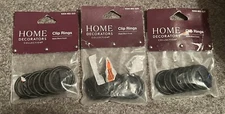 Home Decorators Lot of 3 Metal Curtain Rings with Clips Matte Black 1004 482 525