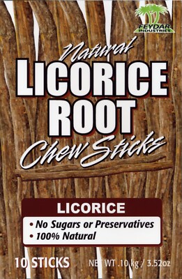 Licorice (Unflavored) Feydar Organic Licorice Root Chew Sticks  (10 sticks/pack)