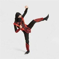 HYDE AND EEK KID'S NINJA JUMPSUIT COSTUME LARGE, RED/BLACK NEW