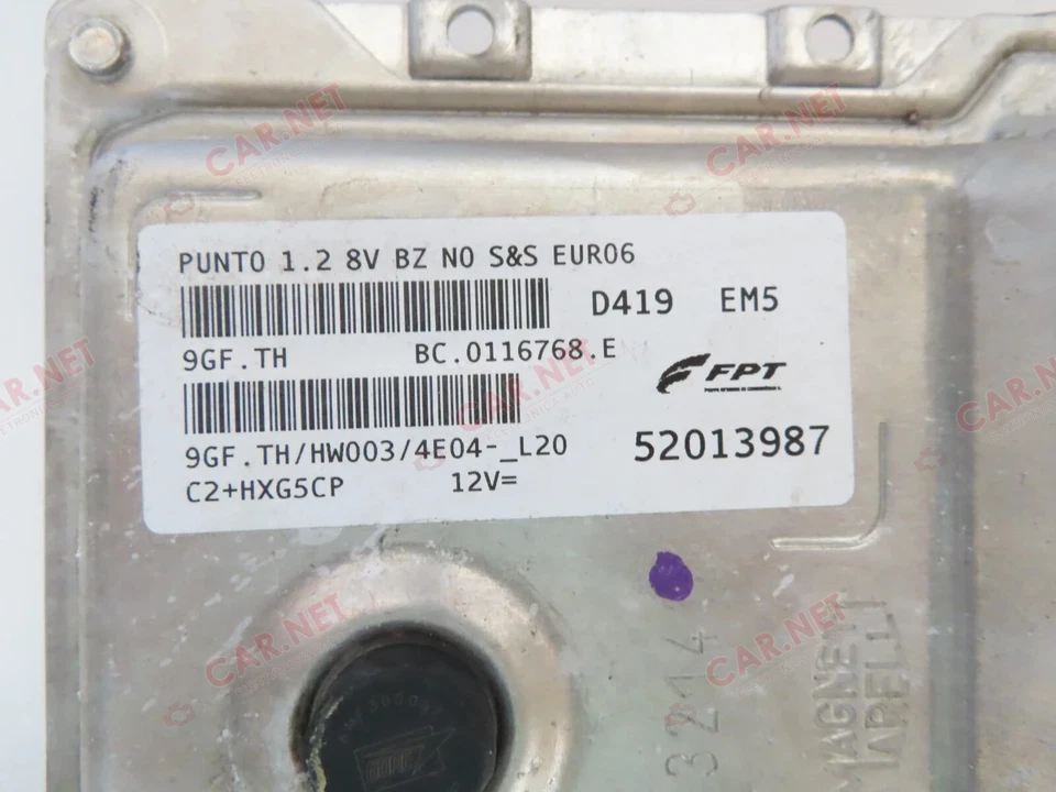 52013987 CENTRALINA MOTORE FIAT PUNTO EVO 199 1.2 8V BZ EURO6 FPT 9GF.TH HW003 Foto 2 de 4