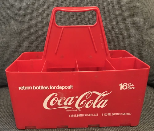 Vintage Coca Cola 16 Oz Bottle Plastic Carrier Bottle Return For Deposit Coke