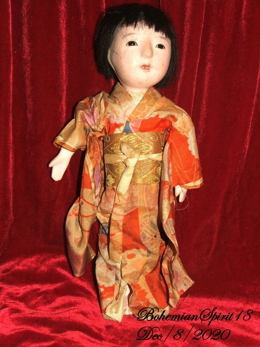 RARE ANTIQUE 1920's JAPAN Composition Glass eyes Original Outfit