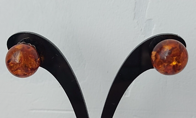 Boucles d'oreilles Soleil Ambre et Argent