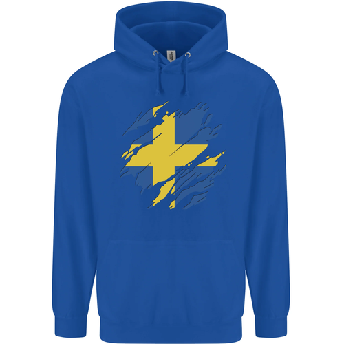 Torn Swedish Flag Sweden Day Football Childrens Kids Hoodie - Picture 57 of 88
