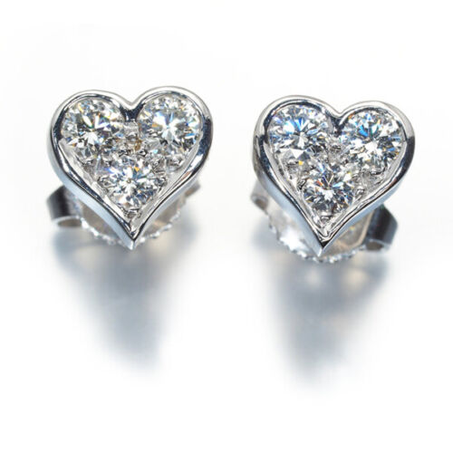 Auth Tiffany&Co. Earrings Sentimental Heart Diamond 950 Platinum - Picture 1 of 7