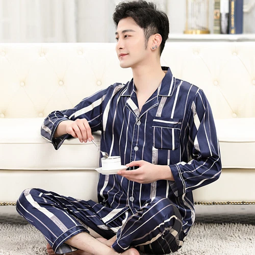 Luxus Herren Seide Satin Pyjama Set Weich Pyjama Langarm Nachtwäsche Loungewear - Bild 69 von 74