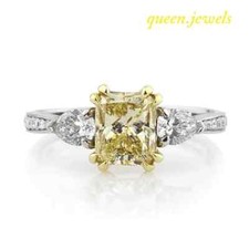 Lab-Created 3CT Radiant Cut Citrine Engagement Wedding Ring 14K 2-Tone Gold FN