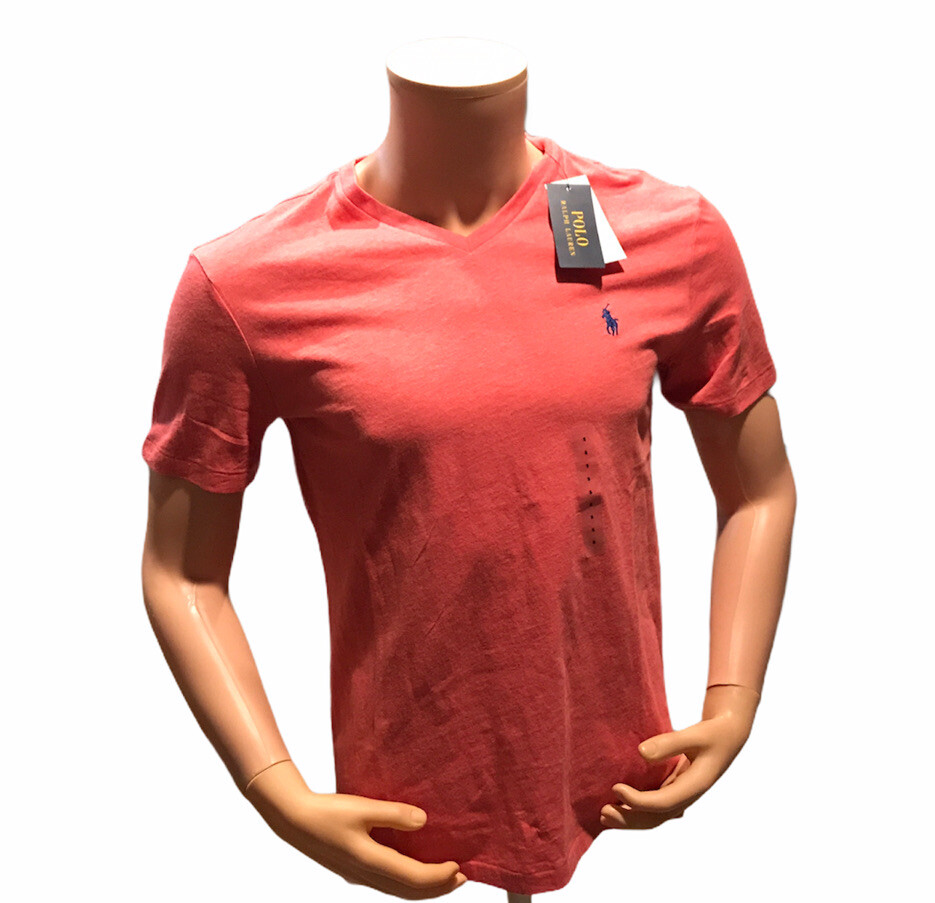 NWT39 Мужская рубашка-поло Ralph Lauren Polo Pink Heather с V-образным вырезом небольшого размера 4590₽