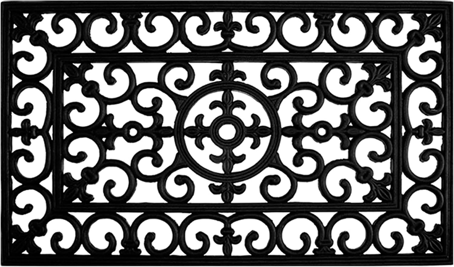 Fleur De Lis Rubber Doormat 18x30 Non-Slip Durable Indoor Outdoor Welcome Mat