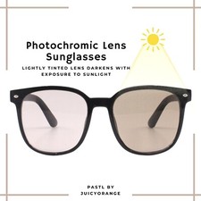Photochromic Lens Sunglasses Classic Square Horn Rim Unisex UV400