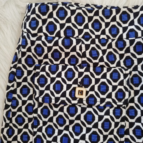 Harolds Womens Straight Skirt Size 4 Blue Geometric Hippie Career Pocket Texture - Picture 5 of 11
