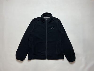 Kappa Zip Up Fleece Jacket Black Logo Mens