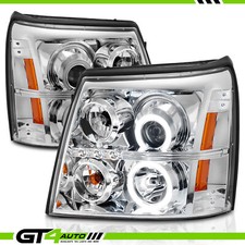 03-06 Cadillac Escalade Hid Model Dual Led Halo Projector Chrome Headlights Pair 03-06 Cadillac Escalade Hid Model Dual Led Halo Projector Chrome Headlights Pair