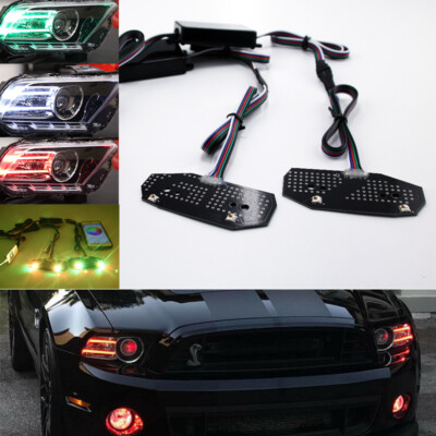 For 13-2014 Ford Mustang Bluetooth APP Multi-Color RGBW LED DRL Board Headlight