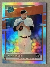2020 DONRUSS LOGAN WEBB CAREER STAT LINE RATED ROOKIE #4/37 GIANTS
