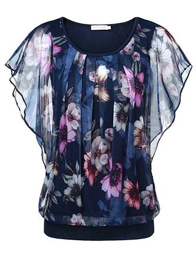 Women Ladies Flare Summer Loose Top Short Sleeve Blouse Casual Tops T Shirt - Picture 7 of 9