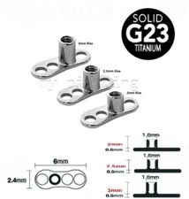 1pc. 14G ASTM F-136 Titanium 3 Holes Dermal Anchor Base