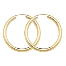 9ct Yellow Gold 25mm Sleeper Hoop 1.6g Earrings - Gift Boxed - Free UK Post