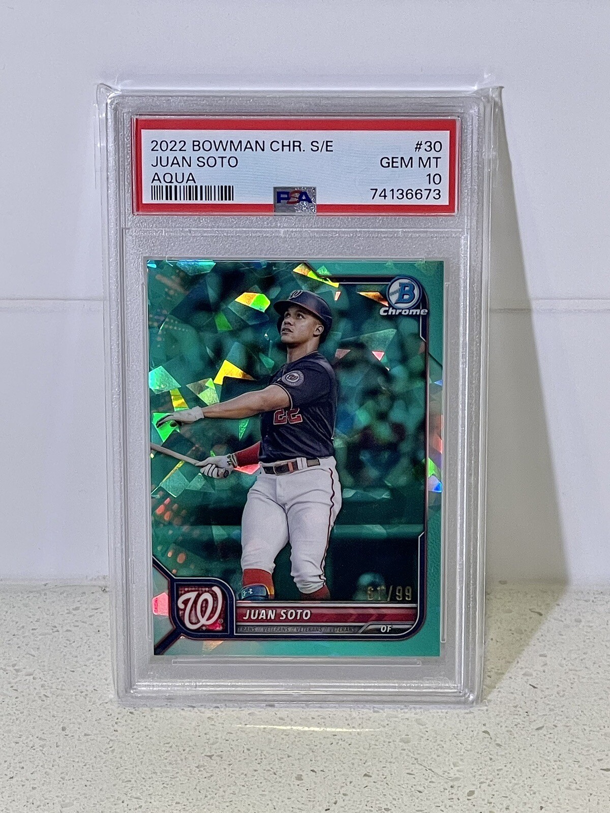 2022 Bowman Chrome Sapphire Juan Soto #30 Aqua /99 PSA 10 GEM MINT Pop 3!!