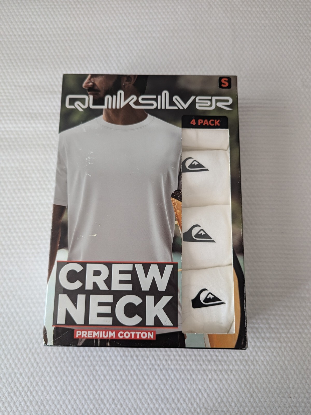 Quiksilver ~ Men's 4-Pack T-Shirts Crew Neck Undershirts White Size S