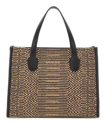 GUESS Silvana Two Compartment Tote Handtasche Natural / Black hellbraun Neu