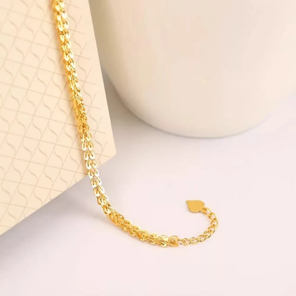 18K Solid Gold Phoenix Tail Chain Bracelet Heart Beautiful Charm Jewelry 7.1" - Image 4 of 4