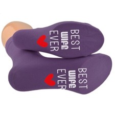 Best Wife Ever Sole Print Purple Ladies Socks UK 3.5-7.5