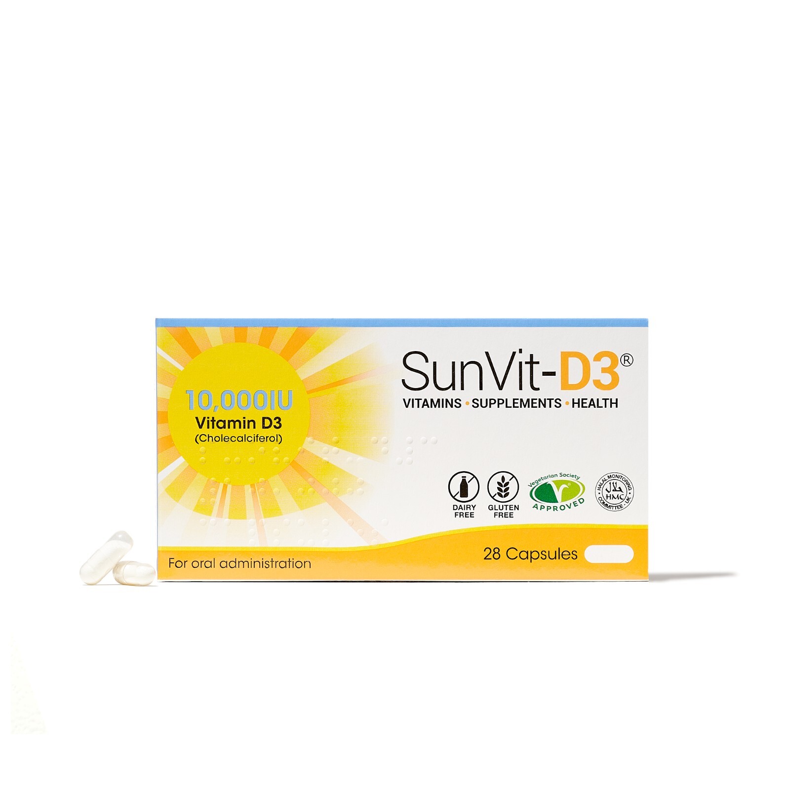 Vitamin D3 10,000iu Capsules, High Strength Weekly Supplement For Adults 28