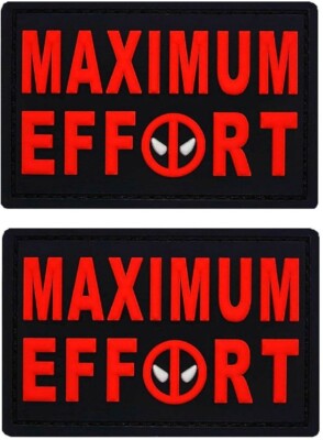 Maximum Effort Deadpool 3D PVC Rubber Morale Patch | 2PC  PVC HOOK BACK 3''x2''
