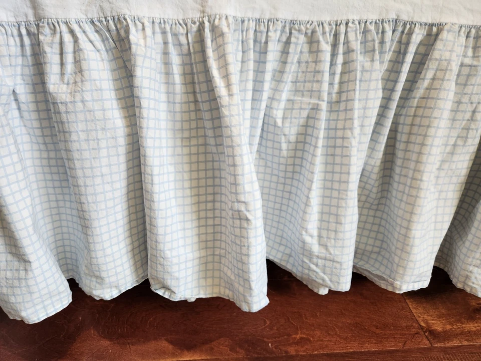 Saia de cama Pottery Barn Kids rosa francesa azul casal 14" gota - Imagem 3 de 4