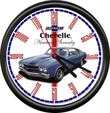 Licensed 1970 Chevelle Blue Muscle Car Chevrolet General Motors Sign Wall Clock