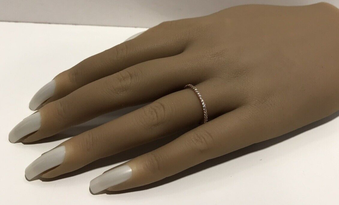 Solid Sterling Silver Rose Gold Stackable CZ Ring… - image 1